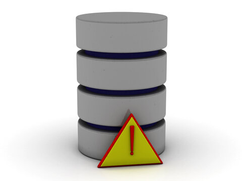 Classic database error.3d illustration, alert database