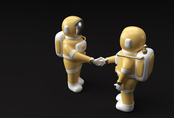 3d Render Astronaut Hand Shake Gesture 3d illustration Design.