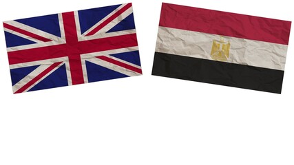 Egypt and United Kingdom Flags Together Paper Texture Effect Illustration