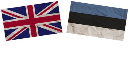 Estonia and United Kingdom Flags Together Paper Texture Effect Illustration