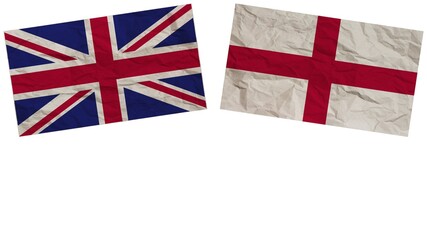 England and United Kingdom Flags Together Paper Texture Effect Illustration