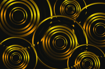abstract gold circles shapes on background. geometric shapes. vector illustration
