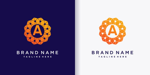 Abstract business logo design technology initial letter a with creative concept