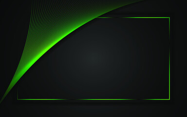 elegant green light lines on black background	