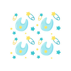 Vector pattern of baby bib and buns for newborn boy
