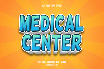 Medical center editable text effect 3 dimension emboss cartoon style