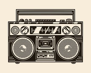 Vintage portable boombox template