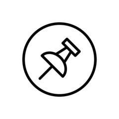 Push pin icon vector line rounded style