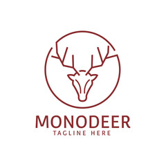 red deer template logo design with horn in mono line