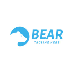 blue polar bear animal logo template