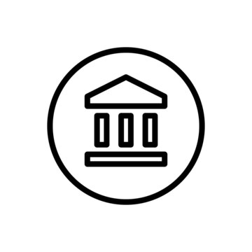 Bank icon vector line rounded style