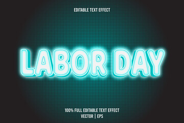 Labor day editable text effect 3 dimension emboss neon style
