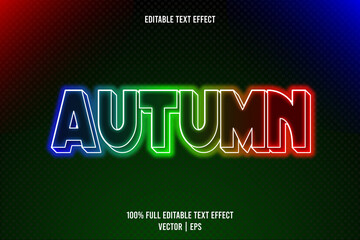 Autumn editable text effect 3 dimension emboss neon style