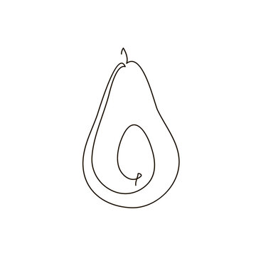 recommend clip art: Half an avocado one line art. Continuous line drawing of tropical fruit.