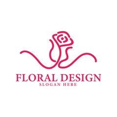 Cosmetic flower beauty woman fashion logo design template