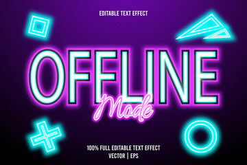 Offline mode editable text effect 3 dimension emboss neon style
