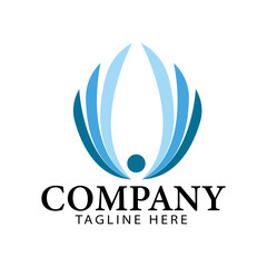 Blue abstract business company wings logo design template inspiration