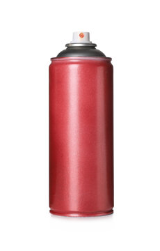 Can Of Red Spray Paint Isolated On White. Graffiti Supply