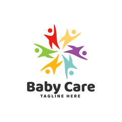 Colorful Baby care circle community logo design template inspiration