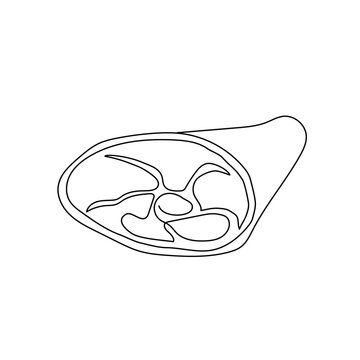 recommend clip art: Pork knuckle continuous line drawing. One line art of raw meat, meat on the bone, pork.