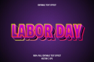 Labor day editable text effect 3 dimension emboss neon style