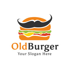 Old burger Food drink tea cake burger soup logo design template inspiration