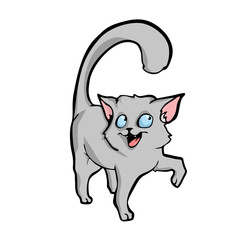 Cat Cute cartoon illustration on white background Vector illustration.