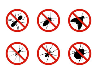 Stop insects signs, vector illustration
