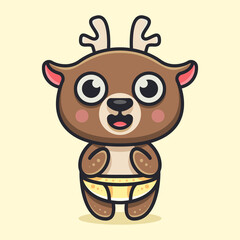 cute baby deer character with cartoon style