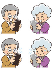 スマートフォンを操作するシニア世代