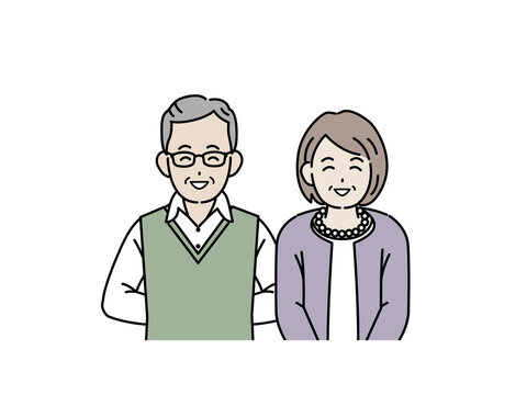 Vecteur Stock 老夫婦 高齢者 年配 男女 笑顔 笑う 上半身 イラスト素材 Adobe Stock