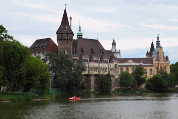 Vajdahunyad castle view from lakeside