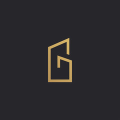 Letter G gold building logo design template.