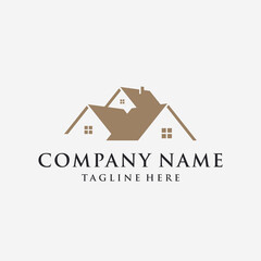 Home gold logo design template.