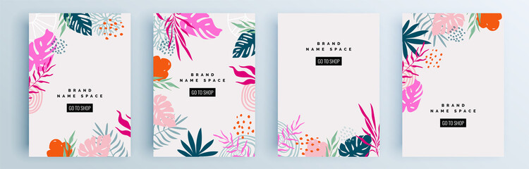 Obraz premium Modern abstract covers set, minimal covers design. Colorful geometric background, vector illustration.