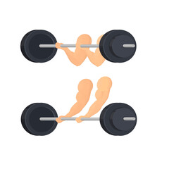 Obraz na płótnie Canvas Exercise on the biceps. Lifting a barbell, vector illustration