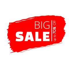 Sale banner templates. Red color. Brush strokes. Vector.