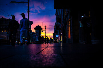 sunset in the street 