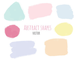 Set of abstract painted textured brush strokes banners, templates in pastel colors. Vector