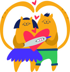 Happy couple checking pregnancy test. Reproduction concept.