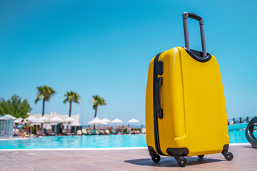 travel suitcase on the beach