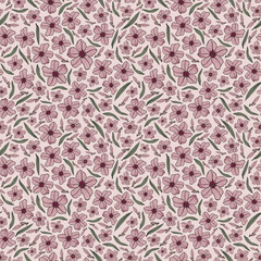 Fototapeta premium Seamless botanical pink pattern with oleander flowers 