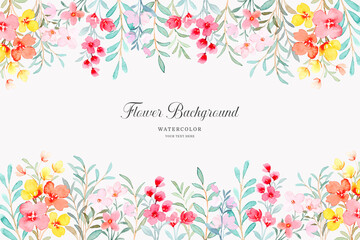 Colorful wild floral garden background with watercolor