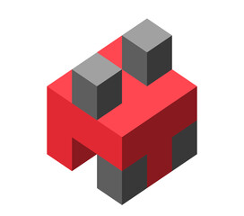 Abstract cubic isometric logo object, can be used as a template