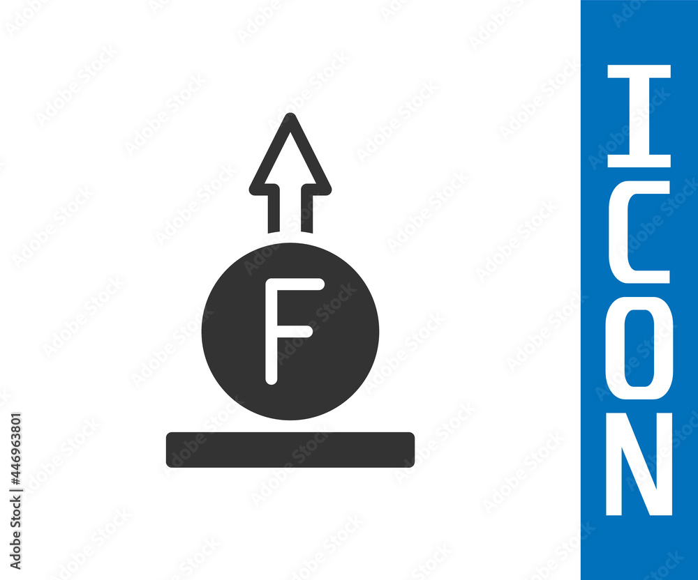 Poster grey force of physic formula calculation icon isolated on white background. vector
