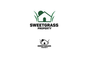 Sweet grass property logo design template, sweetgrass logo, A unique and clear grass with house. Suitable for any Business.