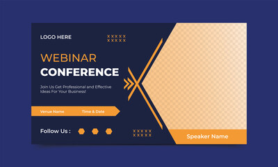 Webinar conference web banner or social media horizontal banner design. online Business invitation banner design 1