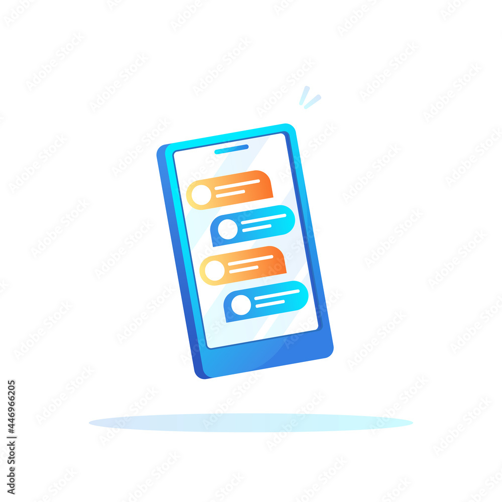 Aufkleber vector illustration of a chat messaging on mobile phone. send and receive messages in correspondence