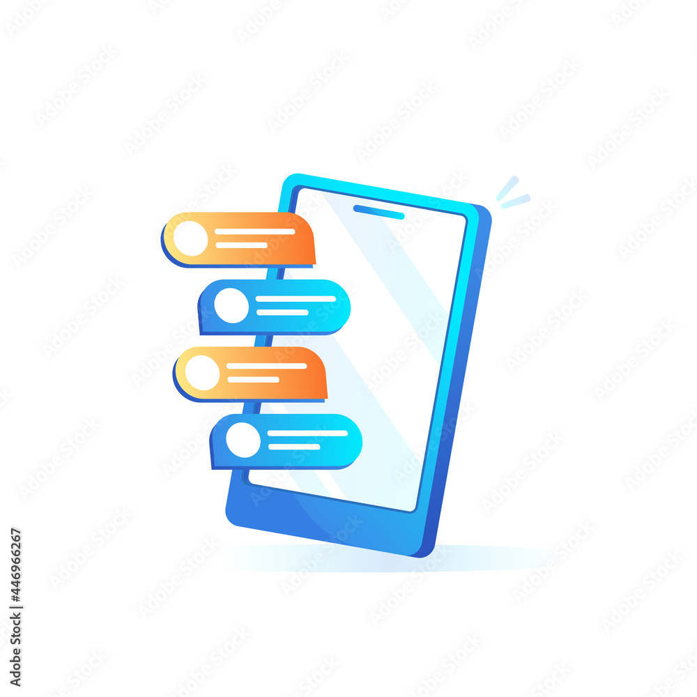 Poster chat messaging on mobile phone vector illustration. send and receive messages in correspondence. scr