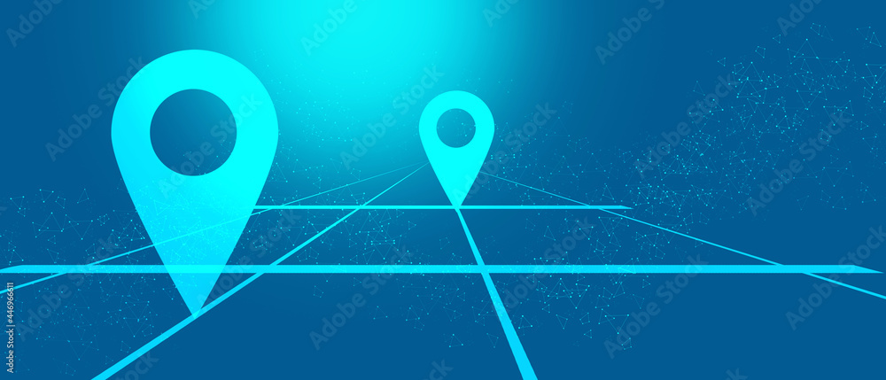 Poster 2d rendering red map pointer